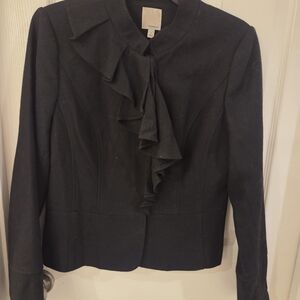 Tahari Black Ruffled Blazer